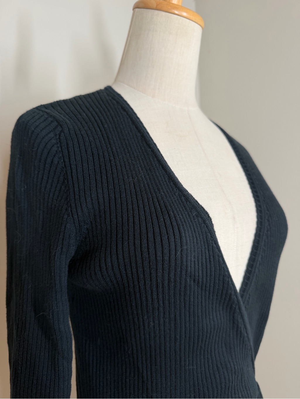The Limited Black Ribbed Wrap Sweater — image 6 of 7